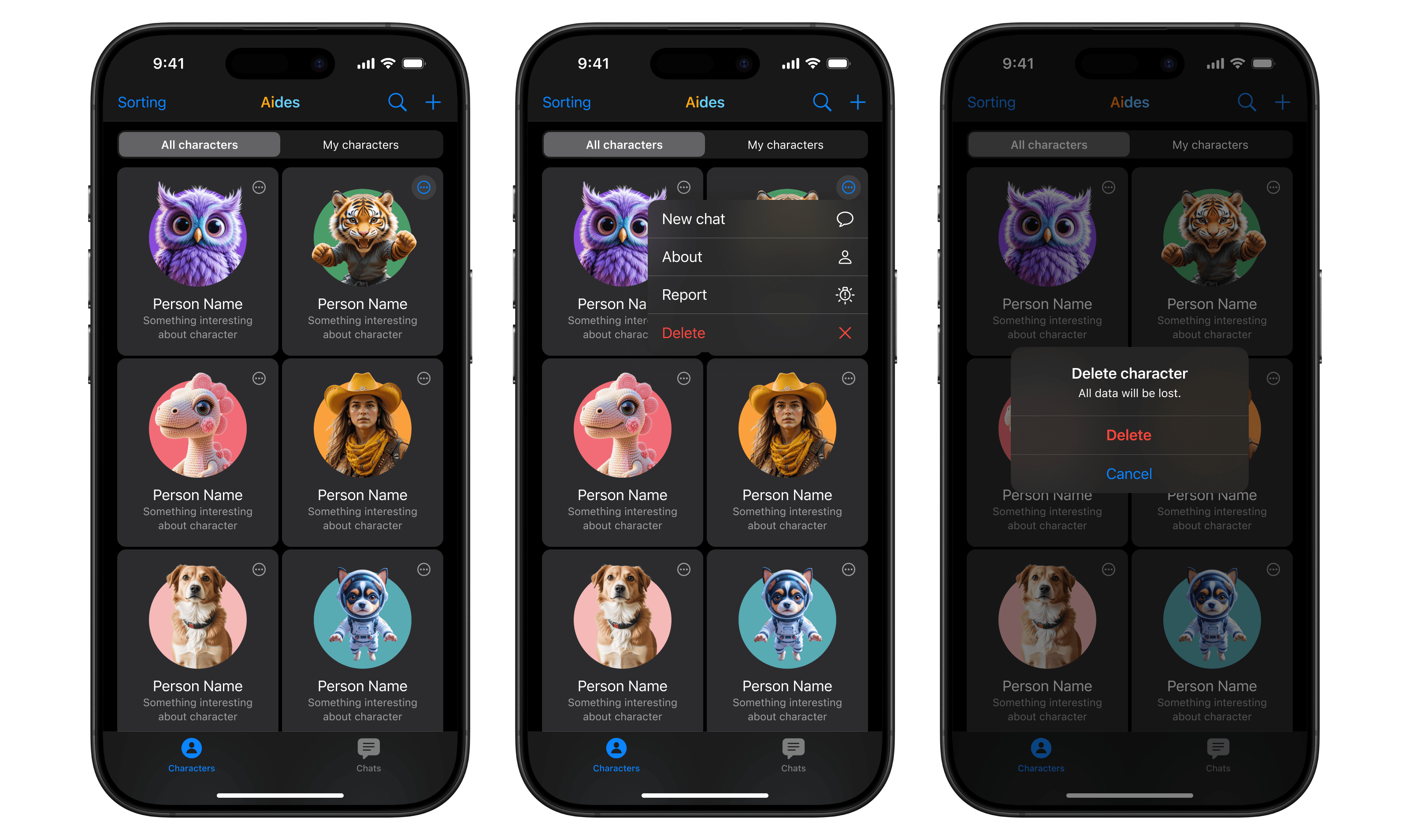 [fig 3] Main screen. Dark mode